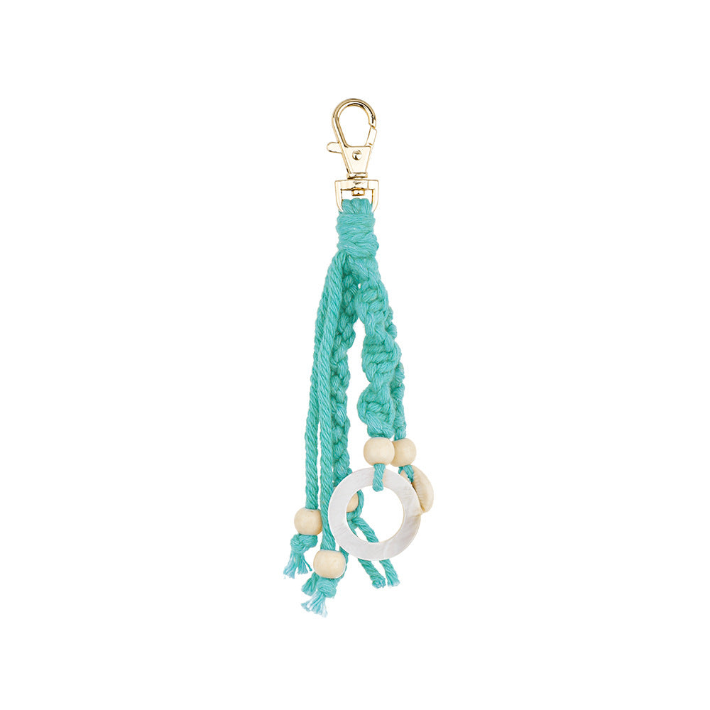 Wholesale Hand Woven Tassel Wood Bead Shell Keychain